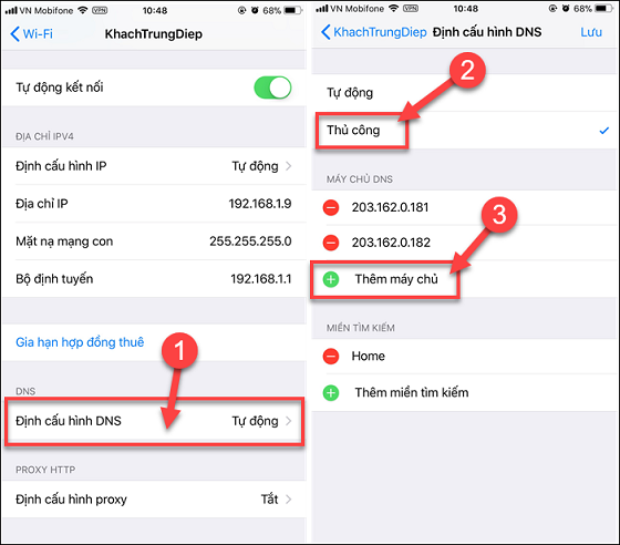 Thay đổi DNS trên điện thoại khi iPhone 8 Plus bắt wifi yếu