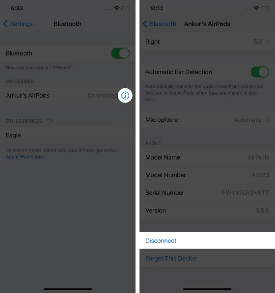 Ngắt kết nối bluetooth