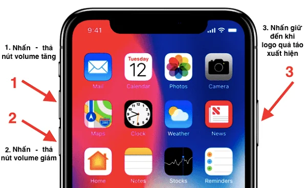 cách hard reset iphone có face id