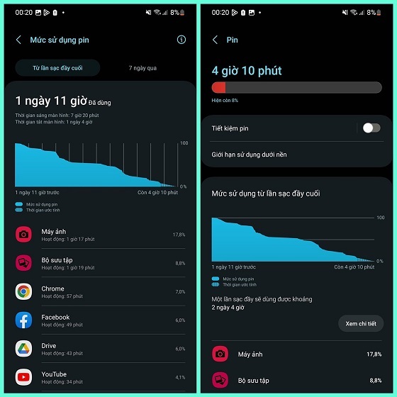 Kiểm tra pin Samsung trong Cài đặt