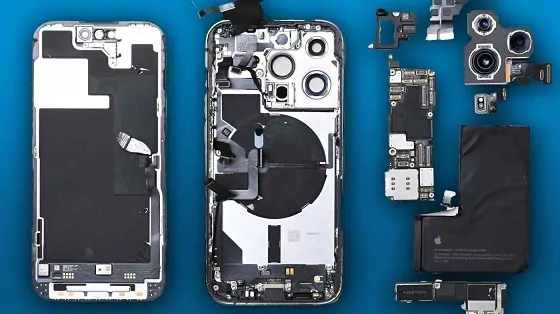 Tháo máy iPhone sấy khô từng bộ phận