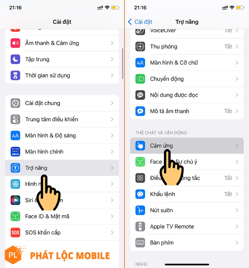cách bật thích nghi cảm ứng trên iPhone 1
